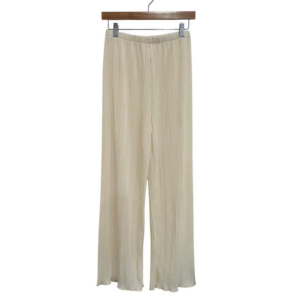 Rumours Cream Wide Leg Pants Medium Elastic Waist Flowy Trousers